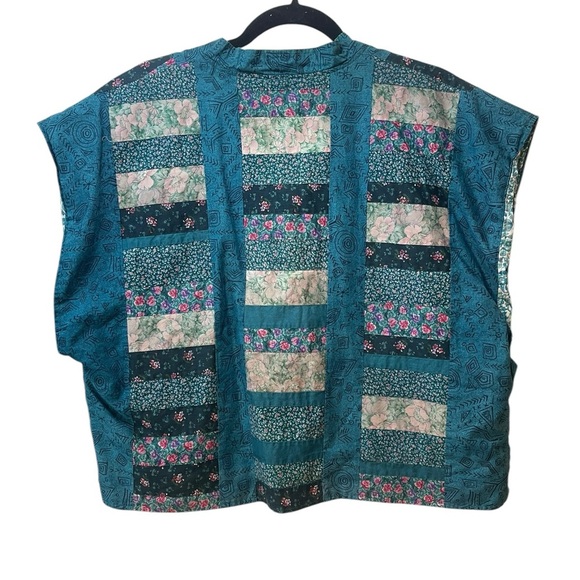 Quilted patchwork vest lightweight snap closure one size - Picture 2 of 6